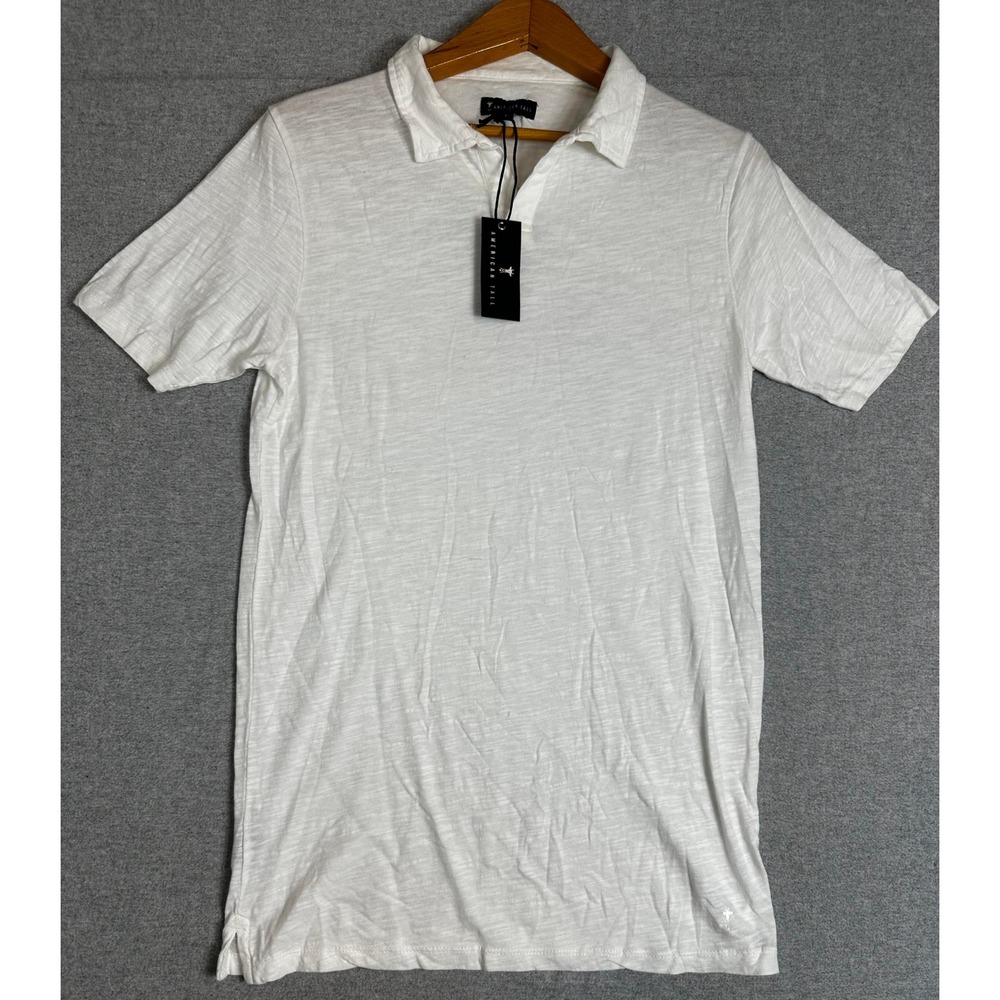 NWT American Tall Polo Shirt Mens Small Tall White Slub Cotton Short Sleeve